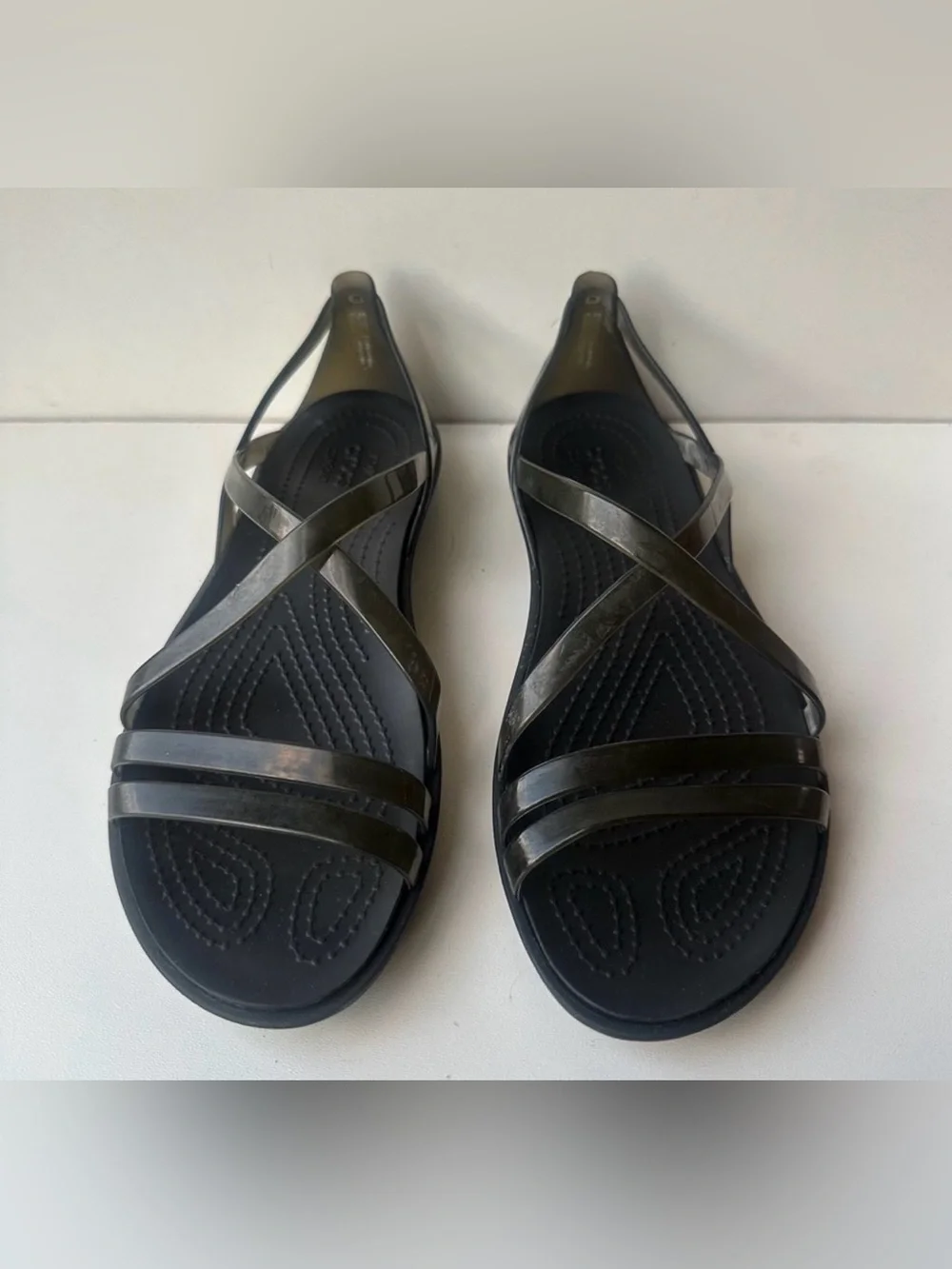 CROCS Women’s Black Strappy Jelly Slingback Sandals - Picture 1 of 2